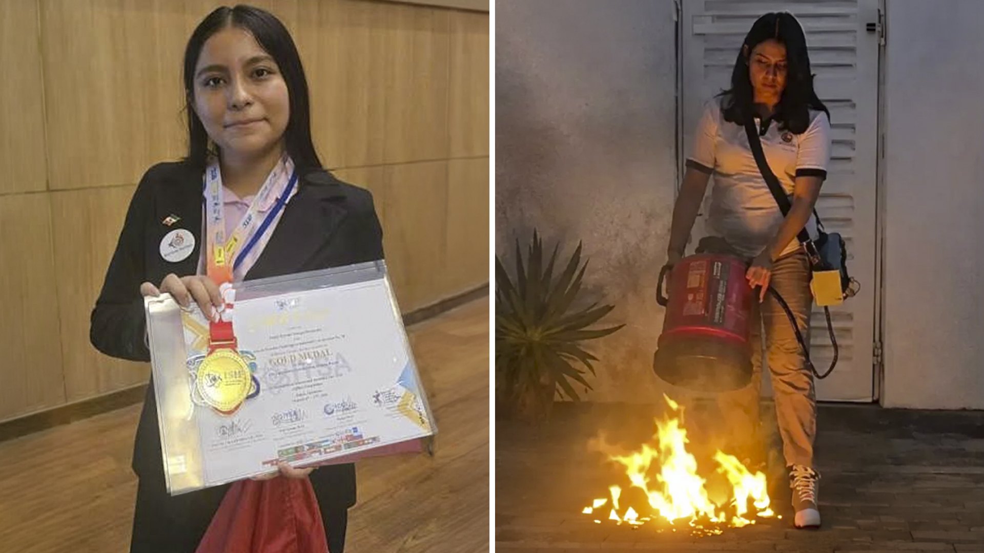 Joven de Tamaulipas gana oro con un extintor que apaga el fuego con sonido. ¿Y si la hacemos famosa?.