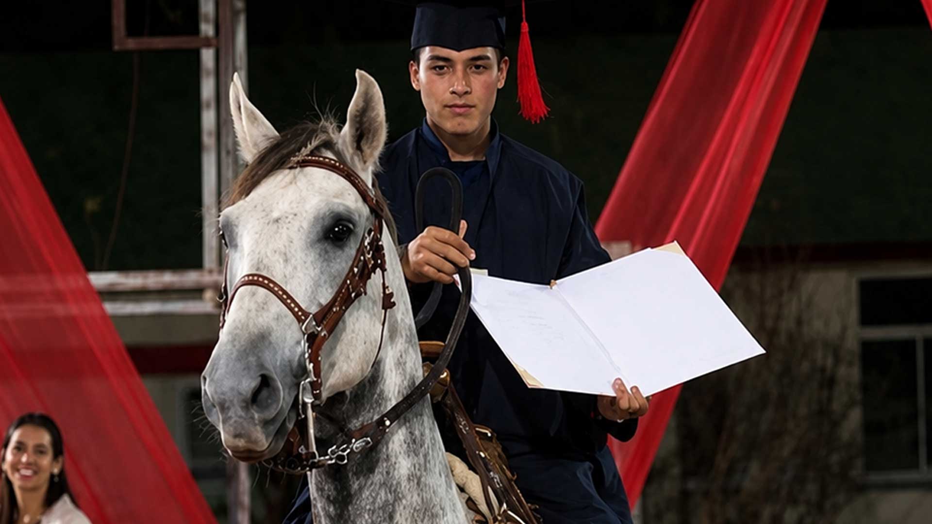 Llevó a su graduación al caballo que lo ayudó a llegar a la escuela todos los días