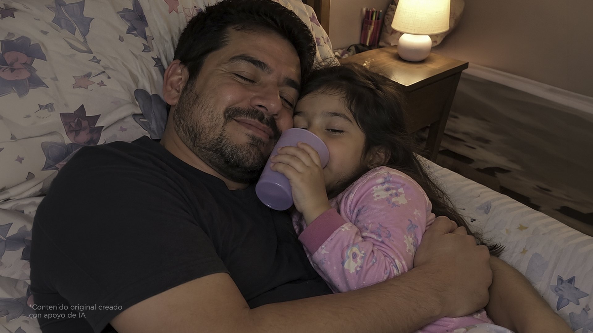 Tu hijo no siempre quiere agua antes de dormir. A veces solo quiere estar contigo. Abrázalo